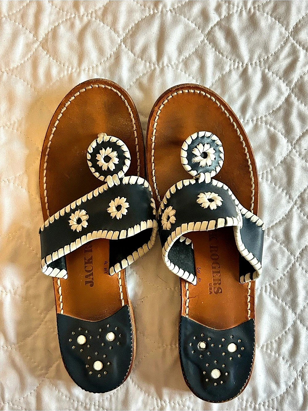 Jack Rogers Sandals in Navy & Brown